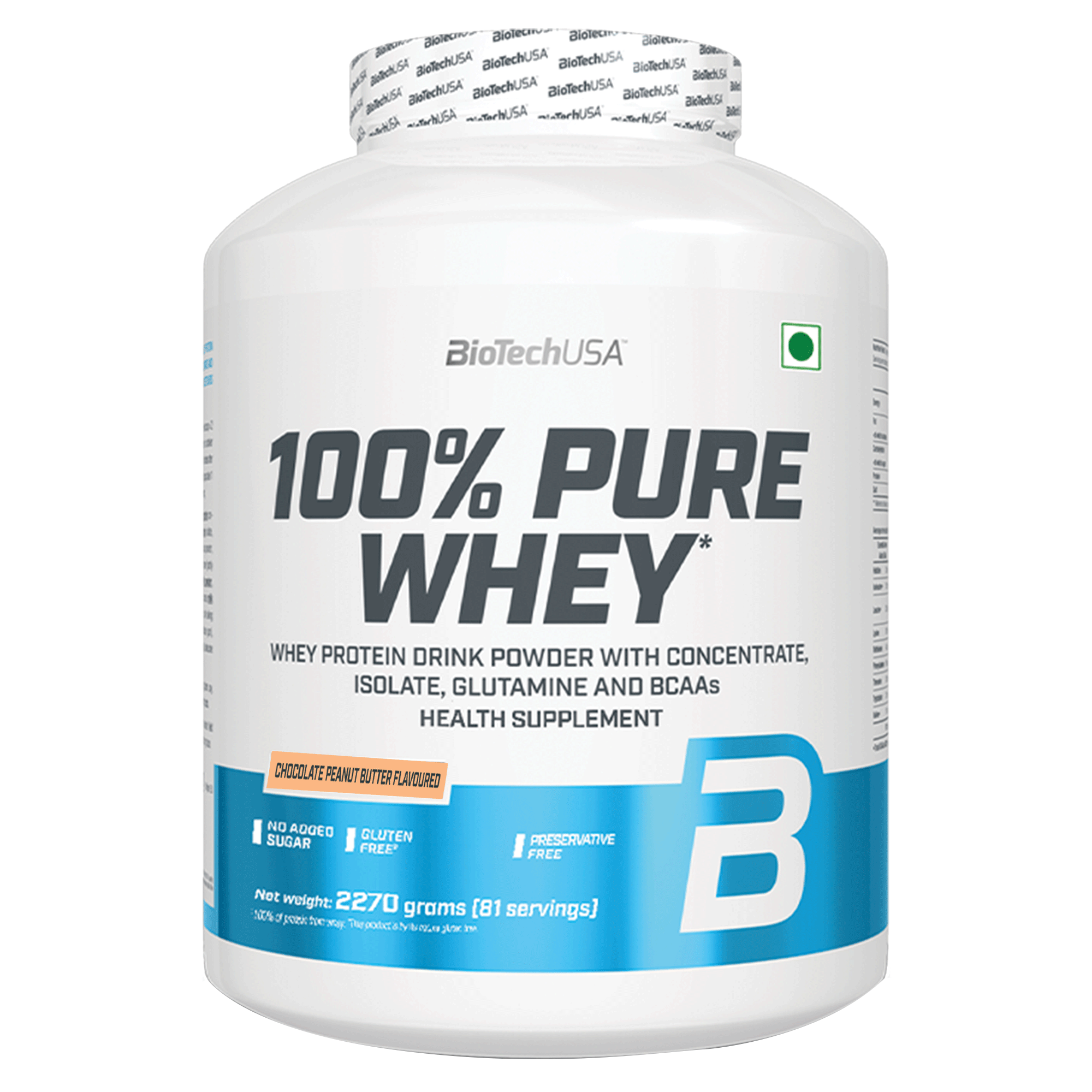 100% pure wheyChocolate peanut butter